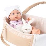 ZNTWEI 12 Inch Baby Doll Playset in Gift Box with Pink Clothes and Accessories Including Doll Clothes, Bassinet Bed, Blanket, Toys