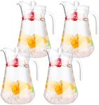 Didaey 4 Pcs Plastic Pitcher with Lid and Handle 53 oz Clear Plastic Water Pitcher Shatter Proof Jugs for Drinks Fridge Iced Tea Juice Milk Lemonade Sangria Cold or Hot Beverages