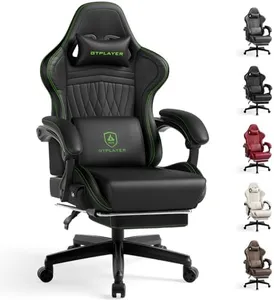 Chair Computer Gaming Chair (Leather, Green)