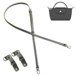 Gastinsave Purse Straps Replacement, Leather Handbag Crossbody Shoulder Strap Adjustable for Longchamp Bag Women (Gray Green Silver)