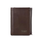 Levi's Men's RFID Ornament Logo Trifold Wallet, Brown, Brown, RFID Ornament Logo Trifold Wallet