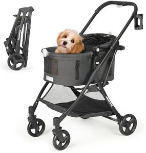 Beberoad Pets R5 Medium Pet Stroller for Small Dogs & Cats 180° Canopy 3-in-1 Pet Stroller with Removable Carrier for Walking (Black)