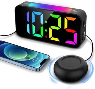 Topski Alarm Clocks for Heavy Sleepers, Vibrating Alarm Clock with Bed Shaker, Night Light, Large Display, Dimmable Loud Clock for Adults Hearing Impaired Deaf Seniors Teens (RGB)