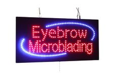 Eyebrow Microblading Sign, 24"x12", 60x30cm, TOPKING, Signage, LED, Bright, Open, Signboard, Display, Grand Opening, Gift