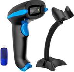 NADAMOO QR Code Scanner Wireless 2D Barcode Scanner With Stand Supports Screen Scan Handheld CMOS Imager Long Range Portable USB Bar Code Reader with Auto Sensing Read 1D 2D QR Code PDF417 Data Matrix