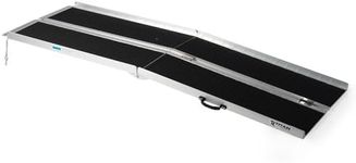 Titan Ramps 7 FT Multi Fold Breifcase Aluminum Wheelchair Ramp, Rated 600 LB, Anti-Slip Threshold Wheelchair and Scooter Carrying Loading Ramp