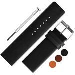 DBLACK ''TNDS1'' Genuine Thin/Slim Leather Watch Strap, Plain Boxy Design, Watch Straps // Replacement Band for TITAN Edge Slim Watches, For 18mm, 22mm, or 22mm Watch Band (Choose Your Size & Color) (Black, 22mm)