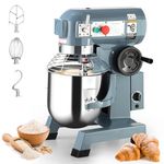 20Qt Commercial Food Mixer, 1100W Heavy Duty Dough Mixer with Stainless Steel Bowl, 3 Speeds, Includes Dough Hook, Whisk & Beater, Ideal for Bakeries, Restaurants, Pizzerias