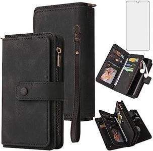 Asuwish Phone Case for LG Velvet 5G/LGVelvet Verizon G5 UW T-mobile 2020 Wallet Cover with Tempered Glass Screen Protector and Wrist Strap Flip ID Card Holder Cell LM G900UM 4G Tmobile Women Men Black