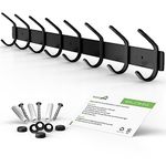 Homephix Coat Hooks for Wall Mounted with 8 Dual Heavy Duty Stainless Steel Rack for Coats, Jackets, Purses, Bags, Clothes, Towels and Garage Tools (Black, 8 Hooks)