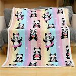 FairyShe Panda Plush Blanket Sherpa Fleece Blanket,Soft Warm Fuzzy Throw Blankets Kids or Adults for Crib Bed Couch Chair Living Room All Seasons Travel Outdoors (50 x 60 Inch, Panda) (Food Panda)