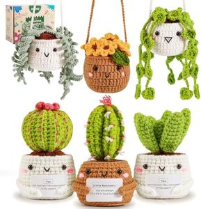 Imcrasy Crochet Kit | Crochet Kit for Beginners | Beginner Crochet Kit with Step by Step Video Lessons | 6 PC Potted Plants and Succulent Family Crochet Kit with Crochet Accessories(40%+ Yarn)