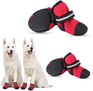 KOESON Dog Shoes for Hot Pavement, Reflective Summer Dog Boots for Medium & Large Breeds Heat Protection, Soft & Breathable Outdoor Mesh Dog Booties Pet Footwear Paw Protector Red 80