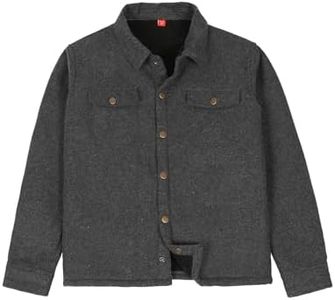 ZENTHACE Kids Boys Girls Fleece Lined Flannel Shirt Button Up Fall Winter Warm Sherpa Shacket Jackets Coat Dark Grey S Size5-6