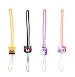 ONCRO® Pack of 4 pcs Hello Kitty Sponge Bob Teddy Bear Unicorn Horse cute soft silicon smart hanging phone charm keychain key ring holder lanyards rope for camera Keys USB drives wallet bag pack