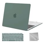 MOSISO Compatible with MacBook Air 13 inch Case M1 2021 2020 2019 2018, Hard Shell Cover Compatible for MacBook Air M1 Case 13.3 inch A2337 A2179 A1932 with Keyboard Cover & Wipe Cloth, Midnight Green