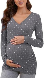Glampunch Women's Maternity Nursing Tops Long Sleeve Breastfeeding Top Tee Shirt Double Layer Pregnancy Shirt