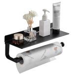 Danpoo Paper Towel Holder/Hand Towel Holder/Kitchen Towel Holder, with Shelf, Wall Mount(Matte Black)