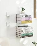 Baffect Invisible Floating Bookshelves, Set of 4 Concealed Wall-mounted Bookshelves, Heavy-Duty Metal Book Organizers for Bedroom (White)