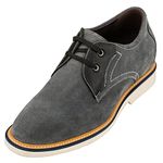 CALTO - Y42023-2.8 Inches Taller - Size 8 UK- Height Increasing Elevator Shoes - Nubuck Grey/Black Casual Shoes