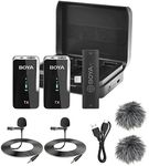 BOYA Lightning Dual Wireless Lavalier Microphone for iPhone13 iPad with Charging Case BY-XM6-K4 Clip on Lapel Microphone for Video Recording Vlogging, YouTube, Interview, TikTok, Wireless Range 328ft