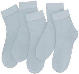 SERISIMPLE Colorful Quarter Ladies Crew Socks Breathable Solid Pastel Light Color Thin Bootie Unisex Sock 5 Pairs(Blue, Medium)