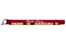 Radhe Flutes | Right Handed C Sharp With Velvet Cover | Tuned With Tanpura A=440Hz | PVC Fiber (Beige Flute With Black & Orange Threads)