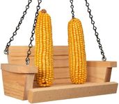 JCs Wildlife Cedar Squirrel Swing Corn Cob Feeder - Holds 2 Ears of Corn - Squirrel Feeder, Squirrel Corn Feeder Chair - Cute Swing Feeder for Squirrels - Fill with Corn and Hang