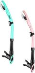 Aegend Dry Snorkel, Dive Mask Easy-Breath Free Diving Snorkel for Snorkeling Scuba Diving Freediving Swimming, with Top Dry Valve and Food-Grade Silicone Mouthpiece(Light Blue & Pink)