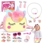 Unicorn Toys for Girls, Unicorn Bag with Jewelry Set Gift for 4 5 6 7 8 9 10 Year old Girl Gifts Birthday Gifts for Kids 5-12 Girls Gifts 8-12 Years Old Gifts for Girls Age 5 6 7 8 9 10