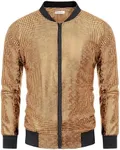 COOFANDY Men's Metallic Jacket 69s Disco Christmas Party Varsity Jacket Baseball Bomber