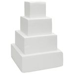 Square Foam Cake Dummy for Decorating and Wedding Display, 4 Tiers of 4" 6" 8" 10" Dummies