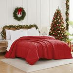 Southshore Fine Living, Inc. California/King Size Comforter, Pet Hair Resistant Bedding Comforters, Easy Care Oversized Down-Alternative Red Comforter, King Size Bedspread, Chili Pepper