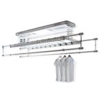 Zureni Electric Clothes Drying Rack Stainless-Steel Ceiling Mounted Wireless Hanger Cloth Dryer with Remote Control Operation Air Drying Disinfection and LED Lighting (Length -120cm, Full-Function)