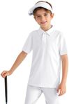 MIVEI Boys' Performance Polo Shirt - Golf Grid Short Sleeve Collar Shirts Youth Stretch Quick Dry Lightweight Athletic UPF50+ White