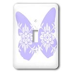 3dRose LLC LSP_43985_1 Lilac Floral Print Butterfly Whimsical Art Nature Single Toggle Switch