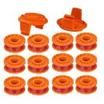 0.065" 10ft WA0004 WA0010 Replacement Trimmer String Spool Line,Weed Eater String Trimmer Line Compatible with Worx WG150 WG151 WG154 WG160 WG163 WG175 WG180 (12 Spools +2 Caps)