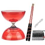 Triple Bearing Yoyo Diabolo Toy with Diabolo Sticks, Diabolo String&Net Bag,Durable Transparent Cups,Easier Start, Red