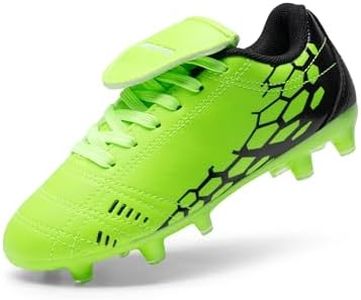 DREAM PAIRS Boys Girls Soccer Football Cleats Shoes for Little/Big Kid,Size 13 Little Kid,Neon/Green/Black,SUPERFLIGHT-3K