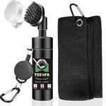 Golf Club Brush Groove Cleaner - Golf Club Cleaning with Built-in Water Spray with Strong Retractable Keychain - Golf Cleaning Towel Gift for Men