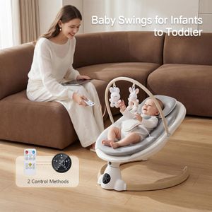 Portable Electric Baby Bouncer Swing – Bluetooth, 5 Speeds, 10 Lullabies, Wood