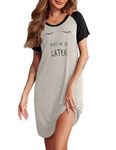 Ekouaer Sleepwear Womens Nightgown Soft Sleep Shirt Boyfriend Letter Printed Pajamas Shirts Comfy House Dresses Black M