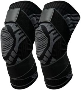 XINGJIEYUN Knee joint bracket, Breathable Elastic Compression Knee Pad with Bilateral Spring-Supported Patella Gel Pads. High durability and performance suitable for jiu-jitsu, Muay Thai, wrestling, volleyball, running, cycling. Unisex (Black*2, X-Large)