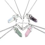 JSDDE Natural Crystals Best Friends Forever and Ever BFF Necklace Engraved Puzzle Friendship Heart Pendant Necklaces Jewellery (4pcs/set)