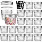 4 oz Glass Jars with Metal Lids,20 Pack 100ml Diamond Regular Mouth Mason Jars, Round Canning Jars Quilted Crystal Jelly Jars for Food Storage