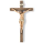 BC Catholic Crucifix Wall Cross, Jesus Christ Inspirational Home Décor, Religious Devout Gift, 10"H, Renaissance Sculpture Handmade by Buildclassic