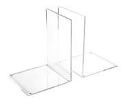 OSCO Clear Acrylic Large Bookends | 1 Pair | Two Bookends | Clear Rubber Pads Non Slip | H21.2 x W16 x D15 cm