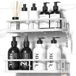 YASONIC Shower Caddy, 100% Rustproof Bathroom Shelves with Hooks, Large Capacity Shower Shelf No Drilling, Wall-Mounted Adhesive Shower Storage (2 Pack White)