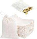 20Pcs Muslin Cloth Drawstring Bag,Cheese Bags,Juice Filte Nut Milk Bag,Natural Cotton Cheesecloth for Straining Reusable Cooking,Snack,Spices,Muslin Filter Bags,Cold Brew Coffee Bags(6 x 8CM)