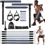 ALongSong Resistance Bands Set Men With Pilates Bar Set 6 Latex Exercise Bands 50-360Lbs/Handles Door/Anchor Pilates Equipment For Home Gym Workout Fitness